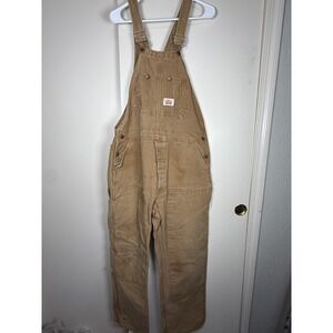 Round House Overalls Mens 40x30 Brown Canvas Bib Made USA Carpenter Workwear